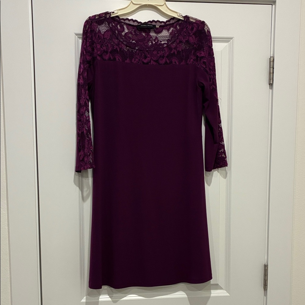 Ivanka Trump Lace A-Line Dress in Deep Plum